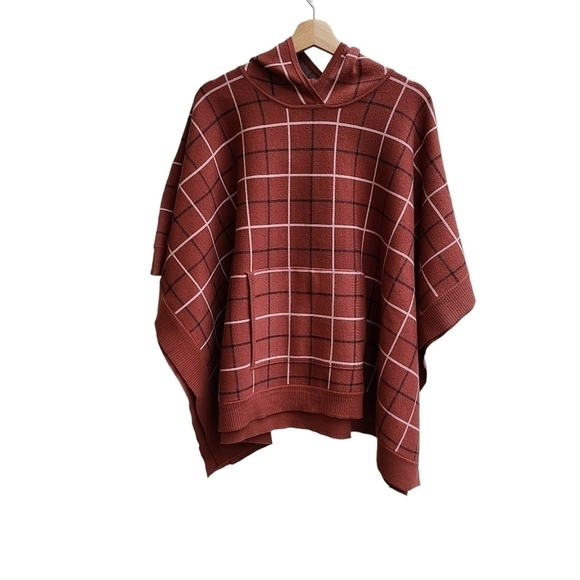 Tahari Knit Check Capelet Poncho Sweater,   One Size - Picture 1 of 10
